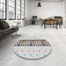 Round Patterned Silver Gray Novelty Rug in a Office, pat2652