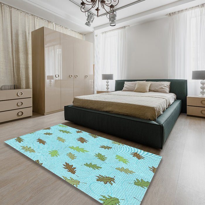 Patterned Blue Rug in a Bedroom, pat2653lblu