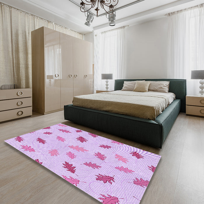 Round Machine Washable Transitional Orchid Purple Rug in a Office, wshpat2653pur