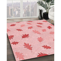 Patterned Light Red Pink Rug, pat2653rd