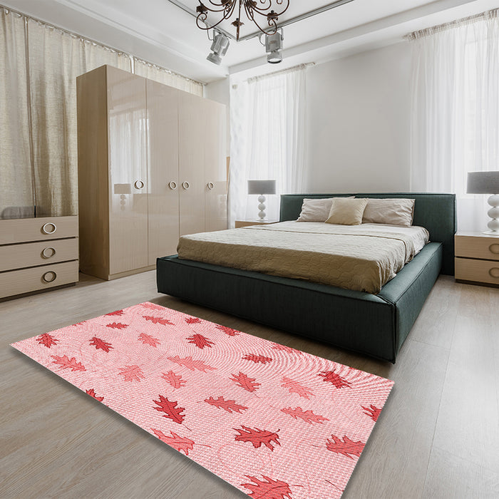 Patterned Light Red Pink Rug in a Bedroom, pat2653rd