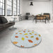 Round Patterned Pale Blue Novelty Rug in a Office, pat2653