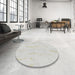 Round Patterned Pearl White Beige Novelty Rug in a Office, pat2654