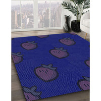 Patterned Earth Blue Rug, pat2655blu