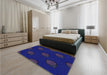 Patterned Earth Blue Rug in a Bedroom, pat2655blu