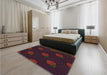 Patterned Dark Scarlet Red Rug in a Bedroom, pat2655brn