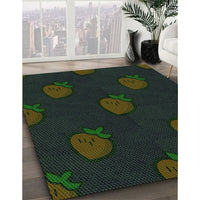 Patterned Army Green Rug, pat2655grn