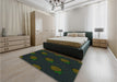 Patterned Army Green Rug in a Bedroom, pat2655grn