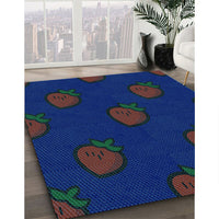 Patterned Denim Dark Blue Rug, pat2655lblu