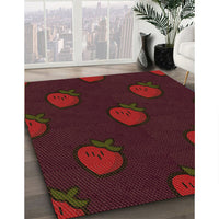 Patterned Saffron Red Rug, pat2655org