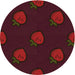 Square Patterned Saffron Red Rug, pat2655org