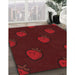 Patterned Red Rug in Family Room, pat2655rd