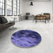 Round Patterned Blue Rug in a Office, pat2656blu