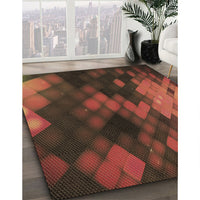 Patterned Red Rug, pat2656brn