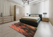 Patterned Red Rug in a Bedroom, pat2656brn