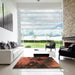 Square Patterned Red Rug in a Living Room, pat2656brn