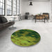 Round Patterned Dark Forest Green Rug in a Office, pat2656grn