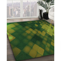 Patterned Dark Forest Green Rug, pat2656grn