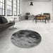 Round Patterned Gray Rug in a Office, pat2656gry