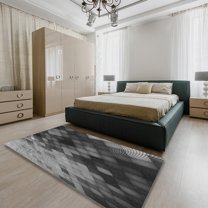 Patterned Gray Rug in a Bedroom, pat2656gry