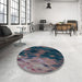 Round Patterned Rat Gray Rug in a Office, pat2656lblu