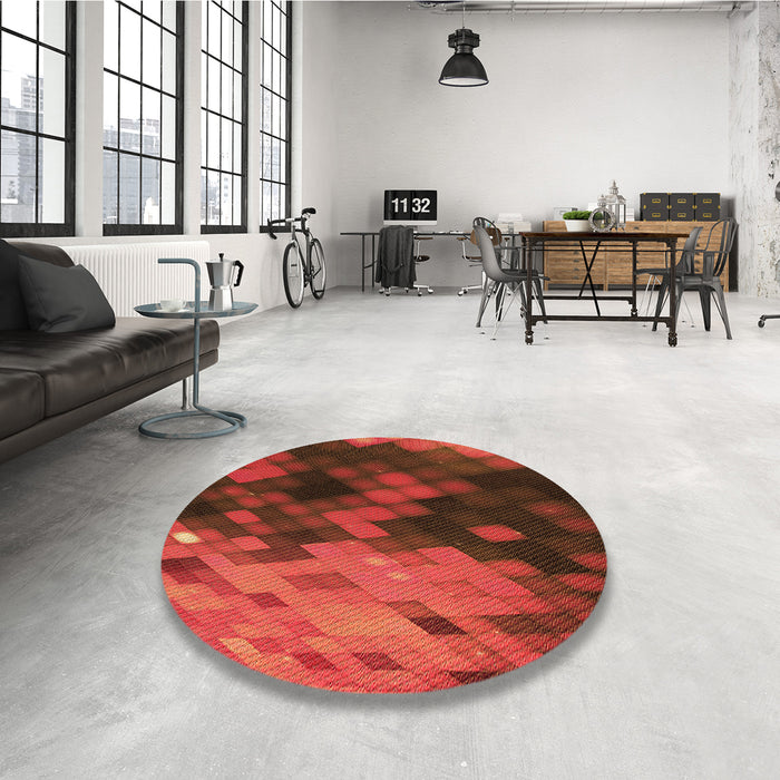 Round Patterned Mahogany Brown Rug in a Office, pat2656org