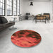 Round Patterned Mahogany Brown Rug in a Office, pat2656org