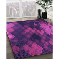 Patterned Dark Magenta Purple Rug, pat2656pur