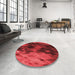 Round Patterned Red Rug in a Office, pat2656rd