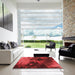 Square Patterned Red Rug in a Living Room, pat2656rd