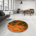 Round Patterned Saffron Red Rug in a Office, pat2656yw