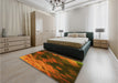 Patterned Saffron Red Rug in a Bedroom, pat2656yw