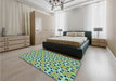 Patterned Hazel Green Rug in a Bedroom, pat2657lblu