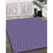 Patterned Medium Slate Blue Rug in Family Room, pat2658blu