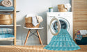 Machine Washable Transitional Bright Turquoise Blue Rug in a Washing Machine, wshpat2659lblu