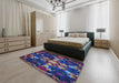 Machine Washable Transitional Purple Rug in a Bedroom, wshpat265