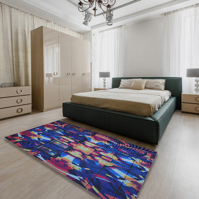 Patterned Purple Novelty Rug in a Bedroom, pat265