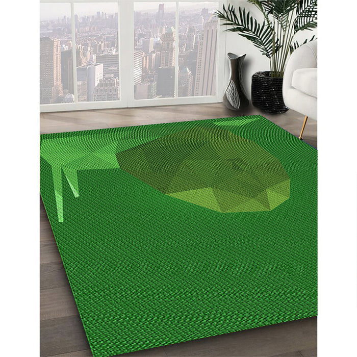 Patterned Green Rug in Family Room, pat266grn