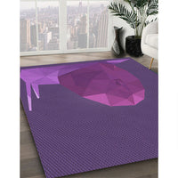 Patterned Dark Magenta Purple Rug, pat266pur