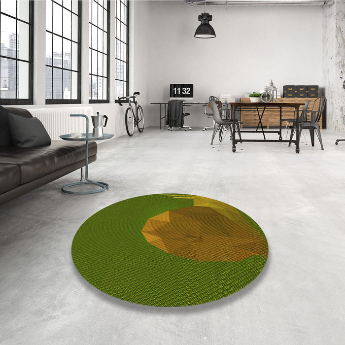Round Patterned Army Green Rug in a Office, pat266yw