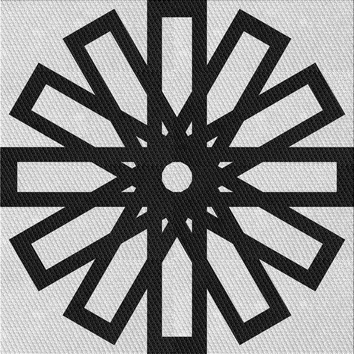 Round Patterned Black Rug, pat2661gry