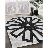 Patterned Black Rug, pat2661gry