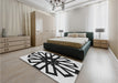 Patterned Black Rug in a Bedroom, pat2661gry