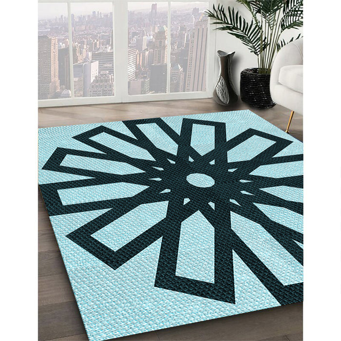 Machine Washable Transitional Deep-Sea Blue Rug in a Family Room, wshpat2661lblu