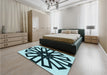 Patterned Deep-Sea Blue Rug in a Bedroom, pat2661lblu