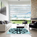 Square Patterned Deep-Sea Blue Rug in a Living Room, pat2661lblu