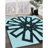 Patterned Deep-Sea Blue Rug, pat2661lblu