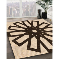 Patterned Deep Peach Orange Rug, pat2661org