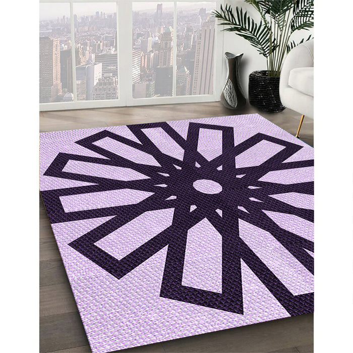 Patterned Blossom Pink Rug in Family Room, pat2661pur