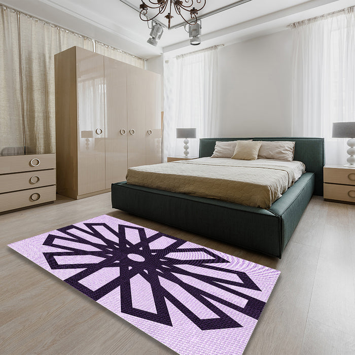 Round Machine Washable Transitional Blossom Pink Rug in a Office, wshpat2661pur